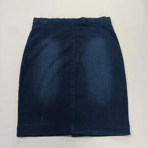 One 5 One MS14252Z Women's Blue Cotton Blend Stretch Denim Slit Skirt Size Large